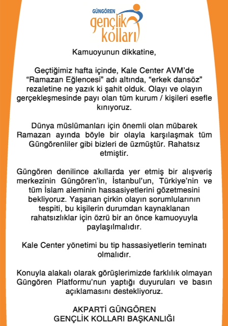 Ak Parti Gençlikten Kale Center'a Kınama