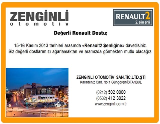 Zenginli Otomotiv, Renault2 şenliğine Davet Ediyor