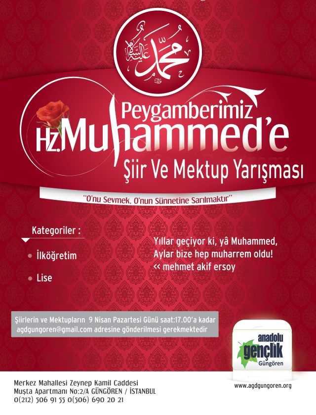 Peygamberimize şiir Ve Mektup Yarışması Düzenleniyor.