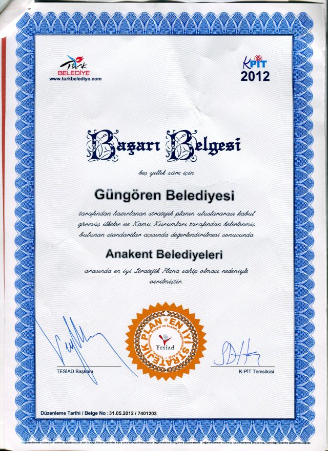 Güngören En İyi Stratejik Plan Yapan Belediye Seçildi